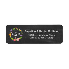 Etiqueta Boho Woodland Wreath no Casamento Chalkboard