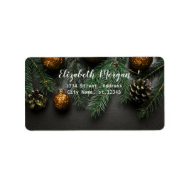 Etiqueta Bolas de Natal Elegantes, Ramificação de Árvore de