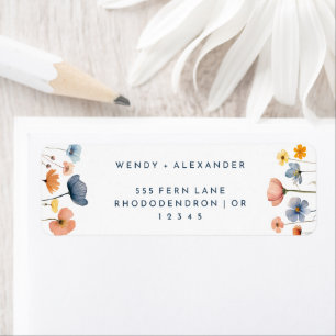 Etiqueta Bold Elegant Floral Wedding Endereço de Devolução