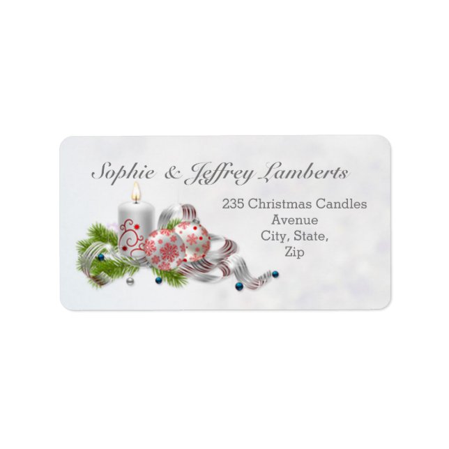 Etiqueta Bolhas de Natal, vela, pinheiro (Frente)