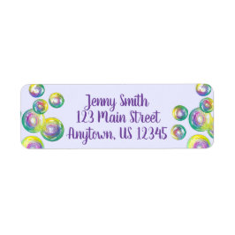 Etiqueta Bolhas de Sabão do Arco-Íris Personalizadas Roxo