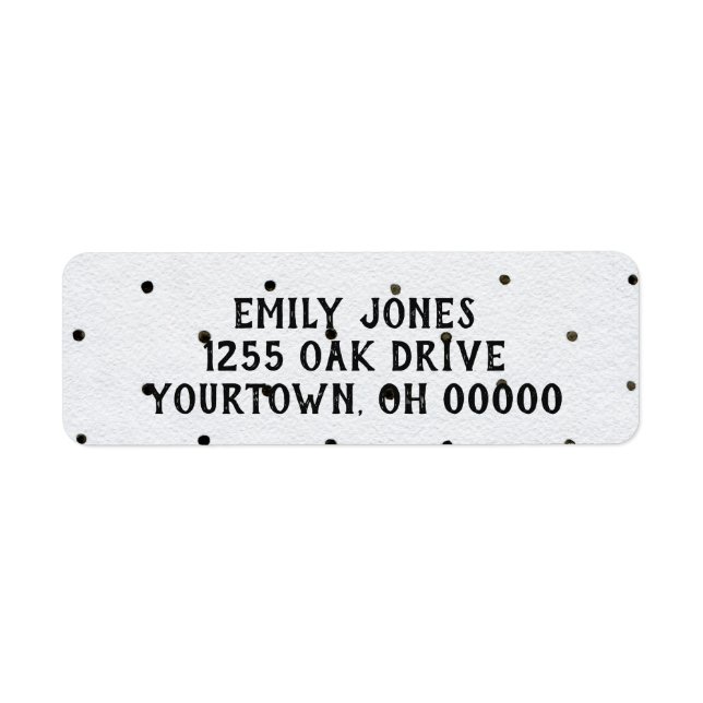 Etiqueta bolinhas a preto e branco (Frente)