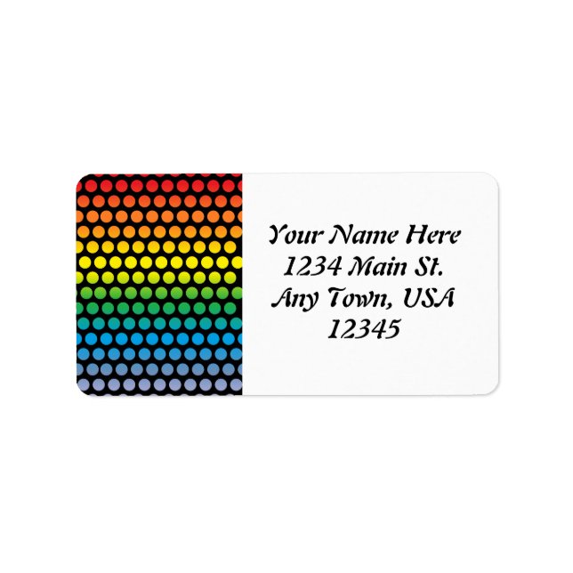 Etiqueta Bolinhas Arco-Íris Preto (Frente)