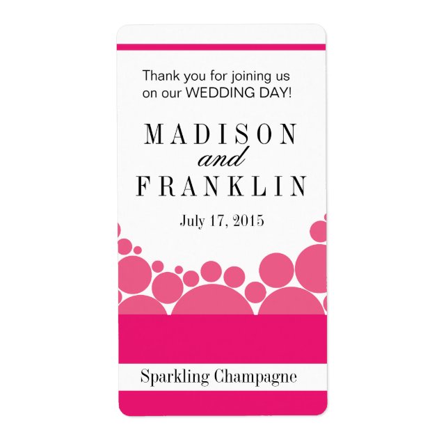 Etiqueta Bolinhas Parade Wine Champagne rosa quente (Frente)