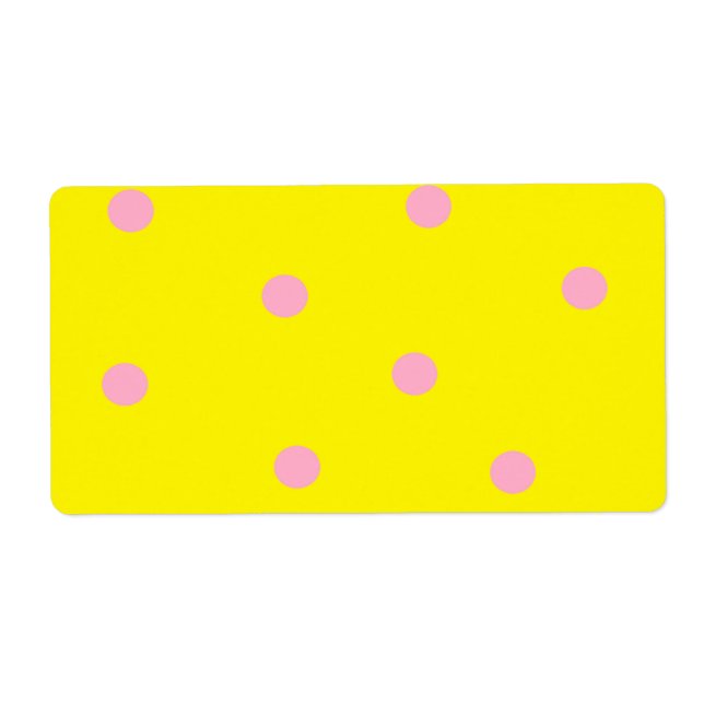 Etiqueta Bolinhas rosa em amarelo (Frente)