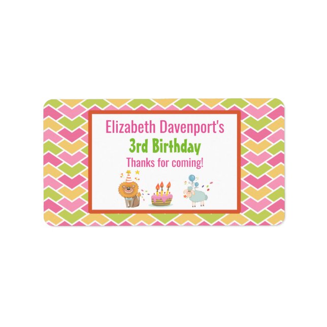 Etiqueta Bolo de Aniversário com Leão Fpartidário e Ovinos  (Frente)