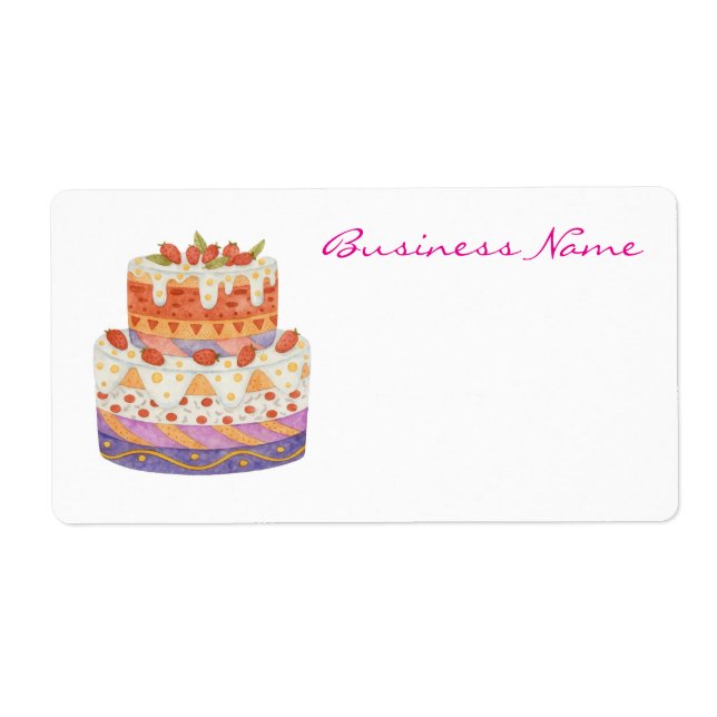 Etiqueta Bolo de morango de dois andares (Frente)