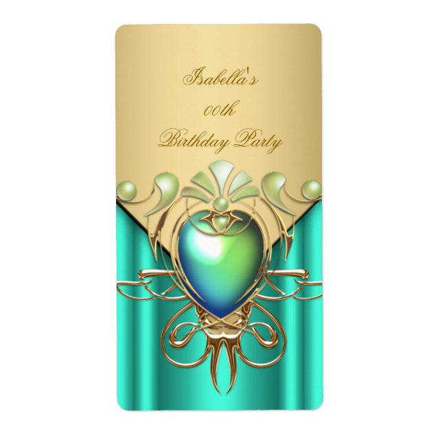 Etiqueta Bolsa mensageifesta de aniversario elegante Verde  (Frente)