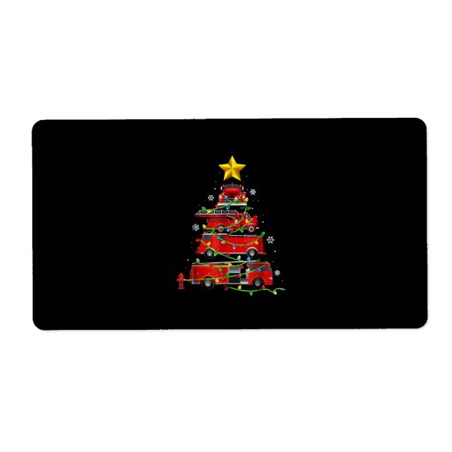 Etiqueta Bombeiro Caminhão Árvores de Natal Mulheres (Frente)