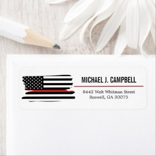 Etiqueta Bombeiro Thin Red Fire Rescut America Flag