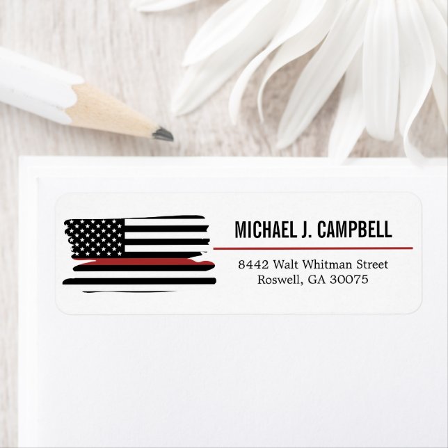 Etiqueta Bombeiro Thin Red Fire Rescut America Flag (Insitu)