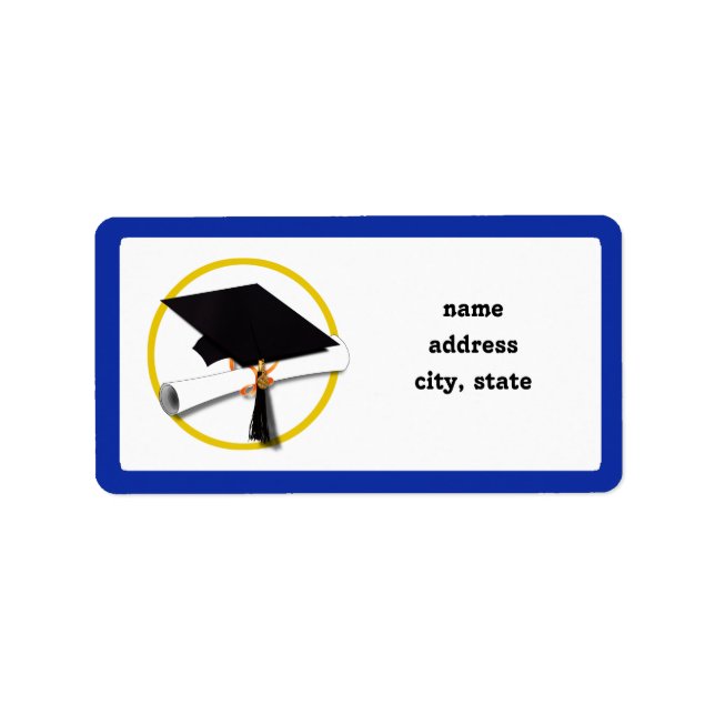 Etiqueta Boné de formatura c/Diploma - Fundo Azul Escuro (Frente)