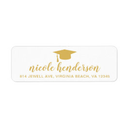 Etiqueta Boné de formatura Dourado e White Return Address