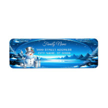 Boneco de Neve Alegre em um Endereço de Retorno da