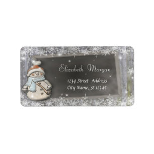 Etiqueta Boneco de Neve Com Flocos de Neve Chapéu de Papai