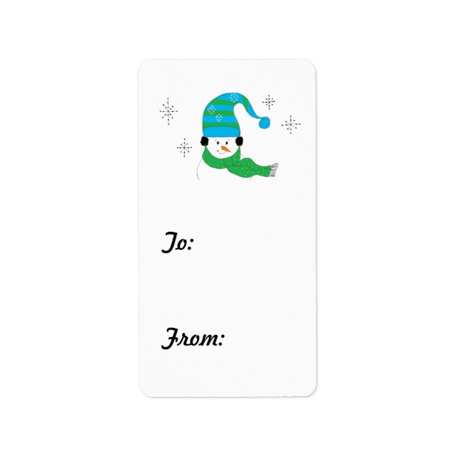 Etiqueta Boneco de Neve com Touca Listrada (Frente)