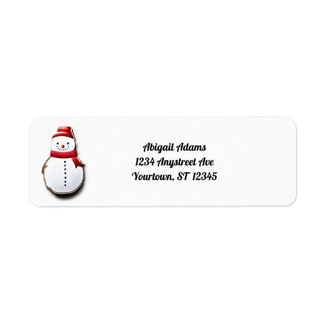 Etiqueta Boneco de Neve em Recorte Vermelho (Frente)