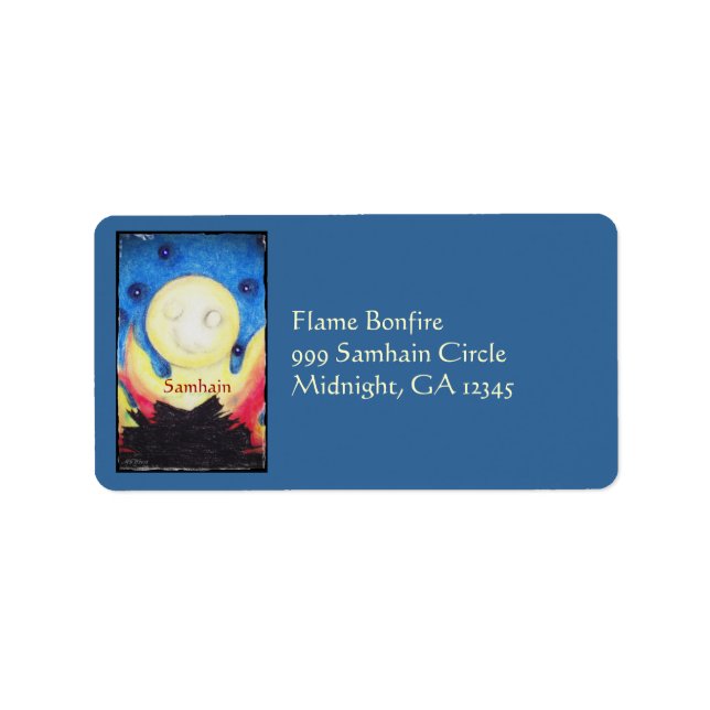 Etiqueta Bonfire Moon Samhain Witch Wiccan Pagan (Frente)