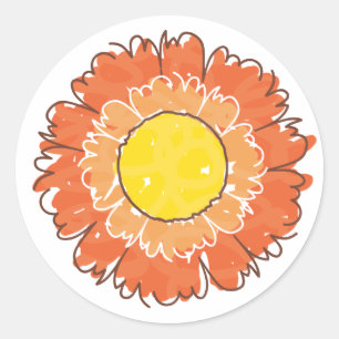 Etiqueta bonita da flor - laranja