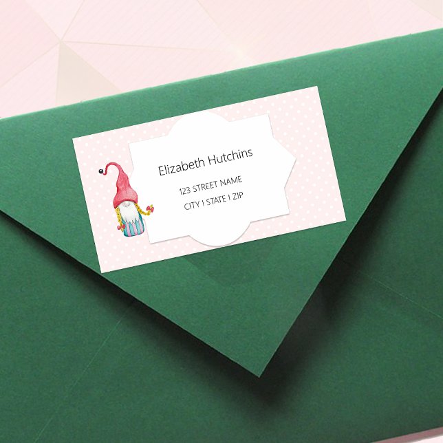 Etiqueta Bonita Garota Gnomo de Natal Monograma (Criador carregado)