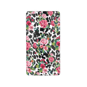 Etiqueta Bonita rosa de moda e leopardo