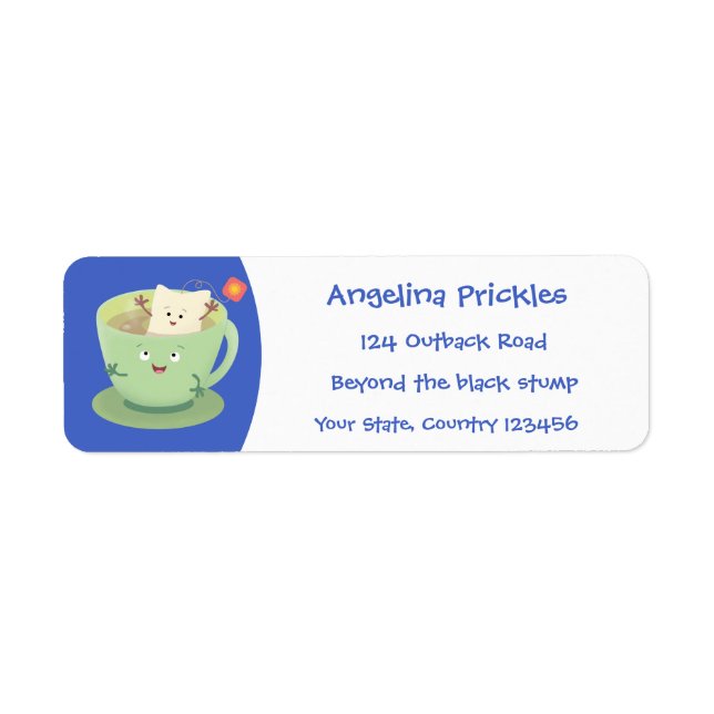 Etiqueta Bonita taça de cartoon humorista (Frente)