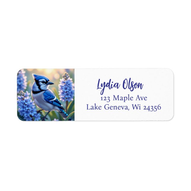 Etiqueta Bonito Blue Jay e Lilacs personalizados (Frente)