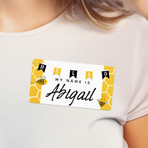 Etiqueta Bonito Bumble Bee Honeycomb Olá Meu Nome É Adesi