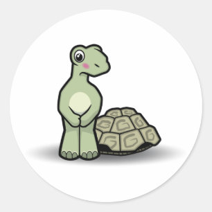 Etiqueta bonito da tartaruga dos desenhos animados