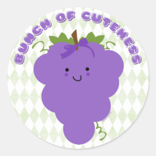 Etiqueta bonito das uvas de Kawaii