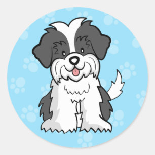 Etiqueta bonito de Shih Tzu do cão dos desenhos