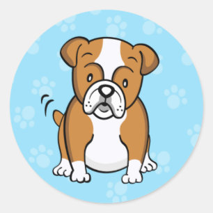 Etiqueta bonito do buldogue dos desenhos animados