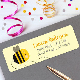 Etiqueta Bonito e Amarelo Bee Kawaii Endereço do Chá de fra