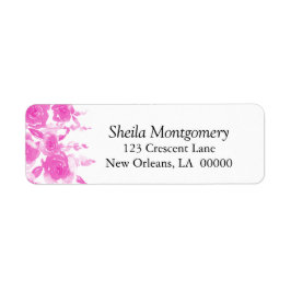 Etiqueta Bonito em Rosas de Aquarela Rosa