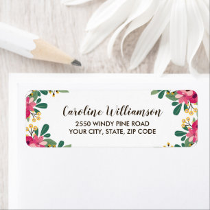 Etiqueta Bonito Flores Botânicas Rosa Personalizadas