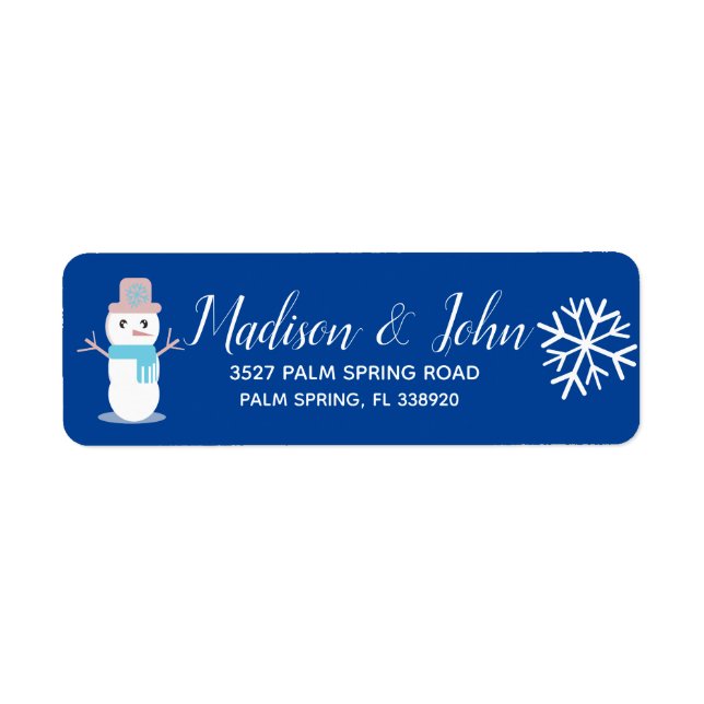 Etiqueta Bonito Natal Snowman Snowflake Endereço (Frente)