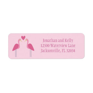 Etiqueta Bonito rosa Flamingo Cute Wedte Endereço de Retor