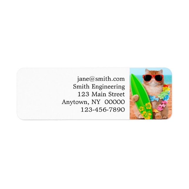 Etiqueta Bonito surfista na praia (Frente)