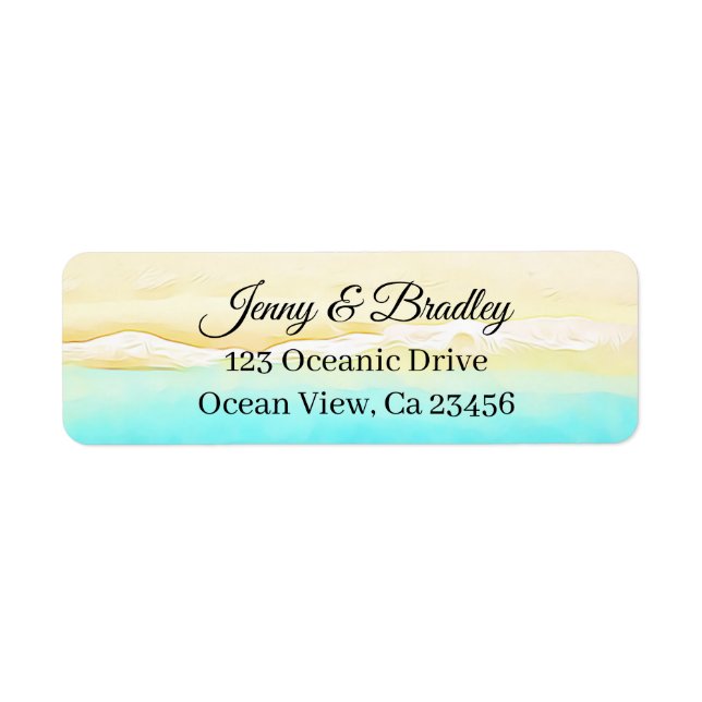 Etiqueta Bonito Teal e Mar de Areia (Frente)