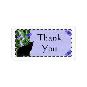 Etiqueta Bonito Wildflower e Cat Obrigado Stickers - La