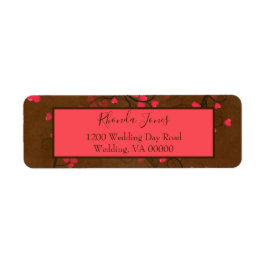 Etiqueta Bonitos corações vermelho e marrom