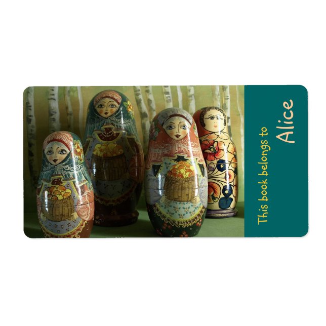 Etiqueta Book Labels com Matrioshka russo (Frente)