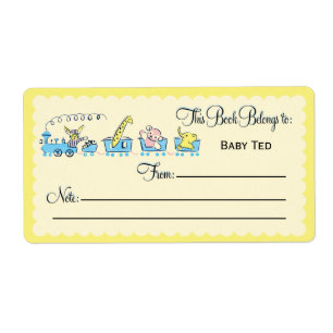 Etiqueta Bookplate animal retro do trem