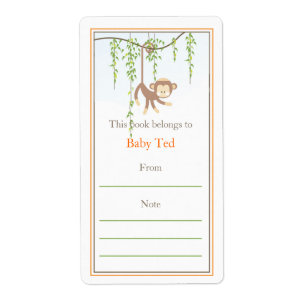 Etiqueta Bookplate do macaco