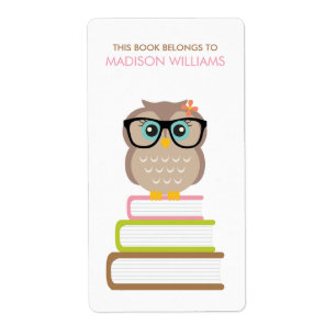 Etiqueta Bookplate esperto da coruja do hipster