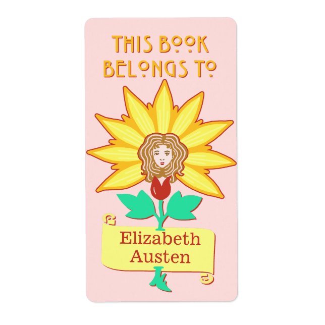 Etiqueta Bookplate Este Livro Pertence a Art Nouveau Flower (Frente)