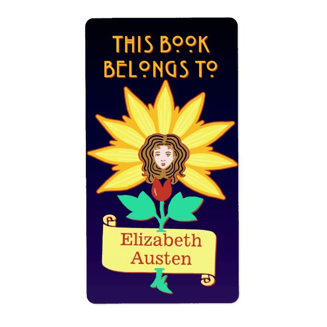 Etiqueta Bookplate Este Livro Pertence a Art Nouveau Flower (Frente)