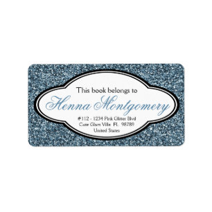 Etiqueta Bookplate feminino bonito do AZUL do olhar do