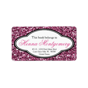Etiqueta Bookplate feminino bonito do ROSA do olhar do