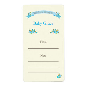 Etiqueta Bookplate floral azul